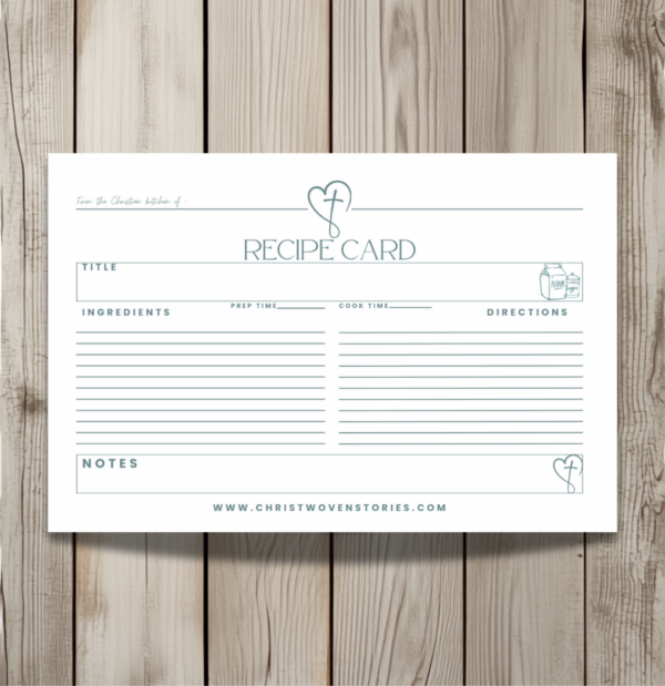 Blue and White Recipe Card